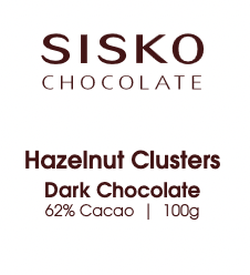 Hazelnut Clusters | French Dark Chocolate | 62% Cacao | 100g